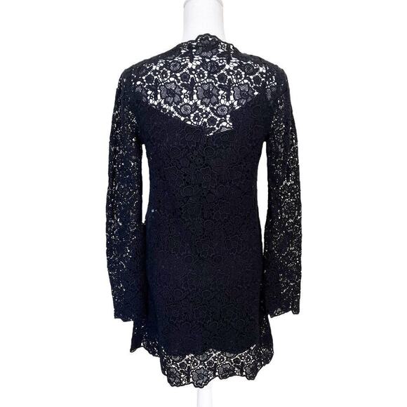DVF Mini Dress Size 0 Black Crochet Lace Bell Sleeve Night Out NWT Hippolyte - Picture 5 of 8